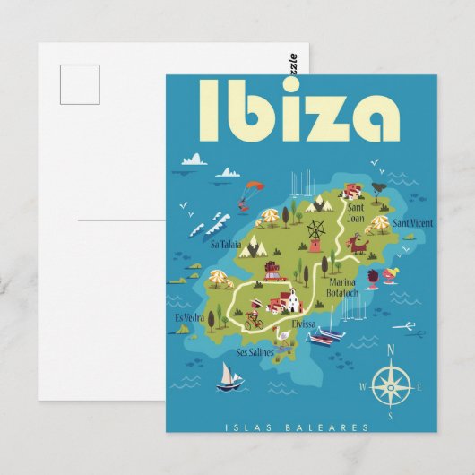 Ibiza Illustrierte Karte (Vorne/Hinten)