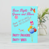 Ibiza-Junggeselinnen-Abschied Einladung (Stehend Vorderseite)