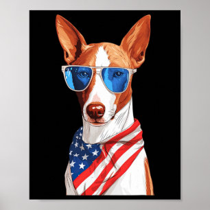 Ibiza-Podenco mit USA-Flagge Unabhängigkeitstag 4. Poster