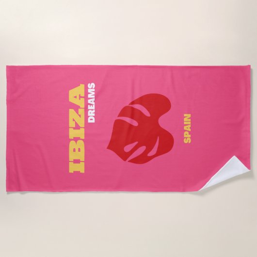 Ibiza, Reisekunst, Preppy, Preppy Art, Pink Strandtuch (Vorderseite)