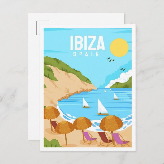 Ibiza Spain Art Vintage Postkarte (Vorne/Hinten)
