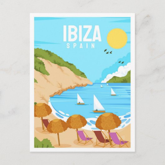 Ibiza Spain Art Vintage Postkarte (Vorderseite)