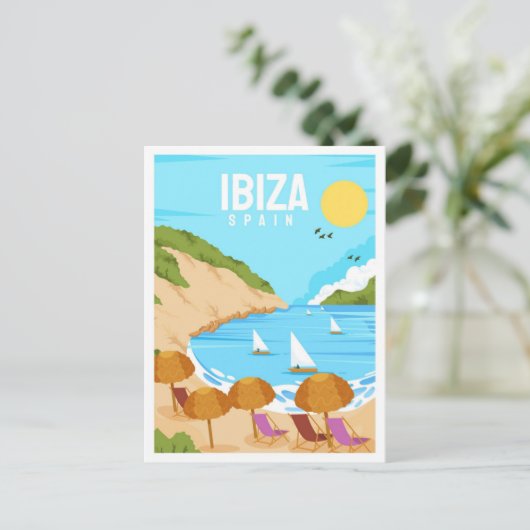 Ibiza Spain Art Vintage Postkarte (Stehend Vorderseite)