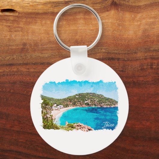 Ibiza Spain Beach Landschaftsreise Schlüsselanhänger (Vorderseite)