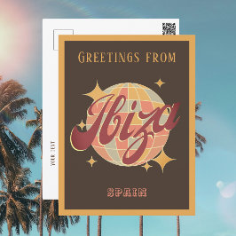 Ibiza Spain Disco Ball Retro Vintage Postkarte