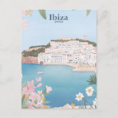Ibiza Spain Gouache Paint Illustration Travel Postkarte (Vorderseite)