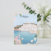 Ibiza Spain Gouache Paint Illustration Travel Postkarte (Stehend Vorderseite)
