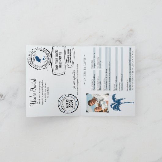 Ibiza Spain Pass Einladung Hochzeitsfeiern (Innenseite)