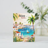 Ibiza Spain Reisen Aquarellkunst Postkarte (Stehend Vorderseite)