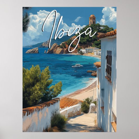 Ibiza Spain Reiseplakat - Vintager Stil Poster (Vorne)
