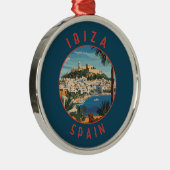 Ibiza Spain Retro Distressed Circle Ornament Aus Metall (Rechts)