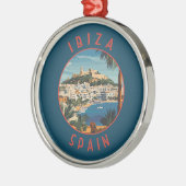 Ibiza Spain Retro Distressed Circle Ornament Aus Metall (Links)