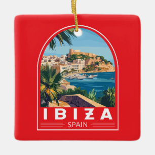 Ibiza Spanien Illustration Reise Kunst Vintage Keramikornament
