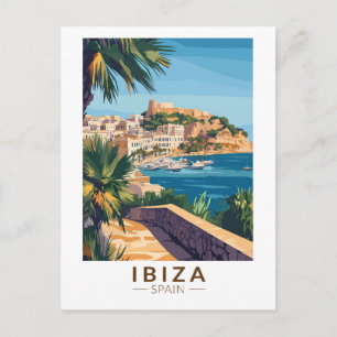 Ibiza Spanien Illustration Reise Kunst Vintage Postkarte