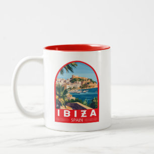 Ibiza Spanien Illustration Reise Kunst Vintage Zweifarbige Tasse