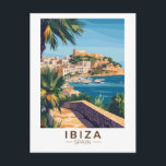 Ibiza Spanien Illustration Reisen Vintag Postkarte<br><div class="desc">Ibiza retro Vektor Reise Design. Ibiza ist eine der Balearen Inseln,  ein Archipel von Spanien im Mittelmeer.</div>