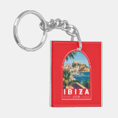 Ibiza Spanien Illustration Reisen Vintag Schlüsselanhänger (Vorderseite links)