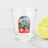 Ibiza Spanien Illustration Reisen Vintag Schnapsglas (Vorderseite)