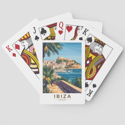 Ibiza Spanien Illustration Reisen Vintag Spielkarten (Rückseite)