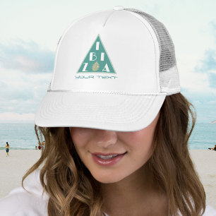 Ibiza Spanien Logo für moderne Strandfarben Truckerkappe