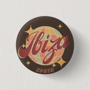 Ibiza Spanien Party Disco-Kugel Retro Vintage Button