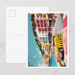 Ibiza Spanien Pop-Art-Reiseillustration Postkarte