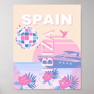 Ibiza, Spanien, Reise Kunst, Preppy Kunst, Rosa, P Poster