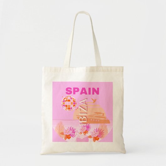 Ibiza, Spanien, Reisekunst, Preppy Art, Pink, Prep Tragetasche (Vorne)