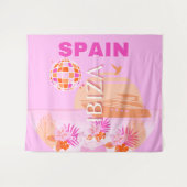 Ibiza, Spanien, Reisekunst, Preppy Art, Pink, Prep Wandteppich (Vorderseite (Horizontal))