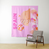 Ibiza, Spanien, Reisekunst, Preppy Art, Pink, Prep Wandteppich (Beispiel)
