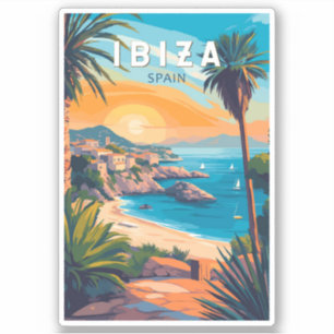 Ibiza Spanien Reisen Kunst, Dichtung und Musik Vin Aufkleber