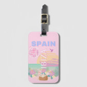 Ibiza, Spanien, Reisen Kunst, Preppy Art, Pink Gepäckanhänger (Vorderseite Vertikal)