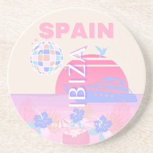 Ibiza, Spanien, Reisen Kunst, Preppy Art, Pink Getränkeuntersetzer