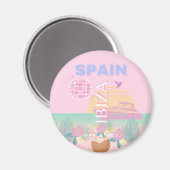 Ibiza, Spanien, Reisen Kunst, Preppy Art, Pink Magnet (Vorderseite/Rückseite)