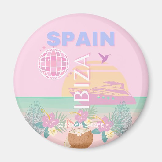 Ibiza, Spanien, Reisen Kunst, Preppy Art, Pink Magnet (Vorne)