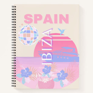 Ibiza, Spanien, Reisen Kunst, Preppy Art, Pink Notizblock