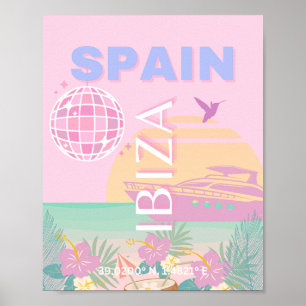 Ibiza, Spanien, Reisen Kunst, Preppy Art, Pink Poster