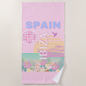 Ibiza, Spanien, Reisen Kunst, Preppy Art, Pink Strandtuch (Vorderseite)