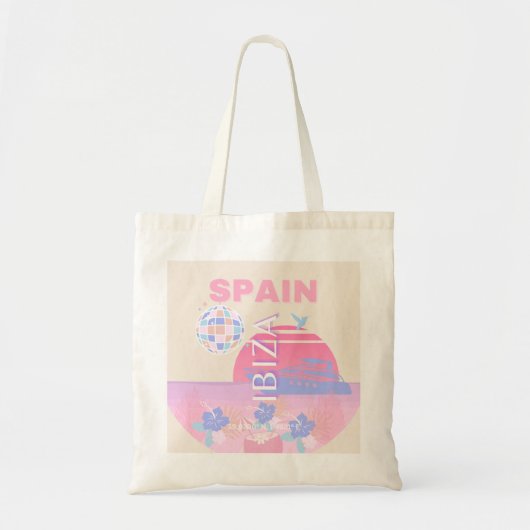 Ibiza, Spanien, Reisen Kunst, Preppy Art, Pink Tragetasche (Vorne)