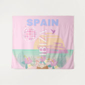 Ibiza, Spanien, Reisen Kunst, Preppy Art, Pink Wandteppich (Vorderseite (Horizontal))