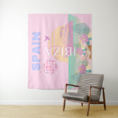 Ibiza, Spanien, Reisen Kunst, Preppy Art, Pink Wandteppich (Beispiel)