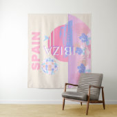 Ibiza, Spanien, Reisen Kunst, Preppy Art, Pink Wandteppich (Beispiel)