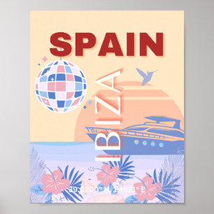 Ibiza, Spanien, Reisen Kunst, Retro Kunst, Pasta Poster