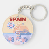 Ibiza, Spanien, Reisen Kunst, Retro Kunst, Pasta Schlüsselanhänger (Rückseite)