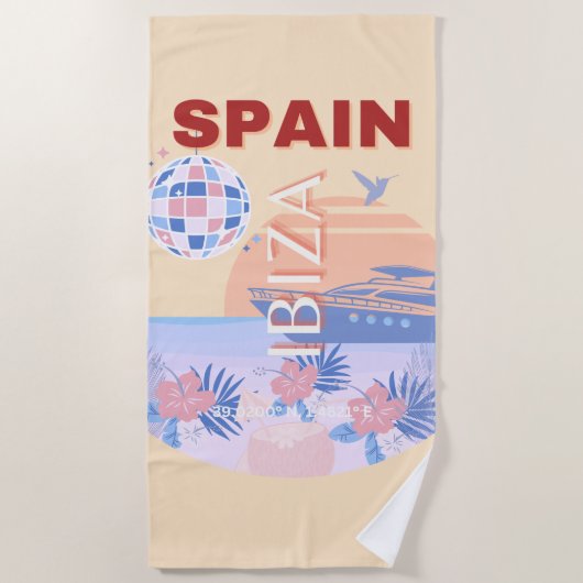 Ibiza, Spanien, Reisen Kunst, Retro Kunst, Pasta Strandtuch (Vorderseite)