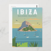 Ibiza Spanien Reisen Vintage Kunst Postkarte (Vorne/Hinten)