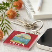 Ibiza Spanien Reisen Vintage Kunst Schlüsselanhänger (Vorderseite rechts)