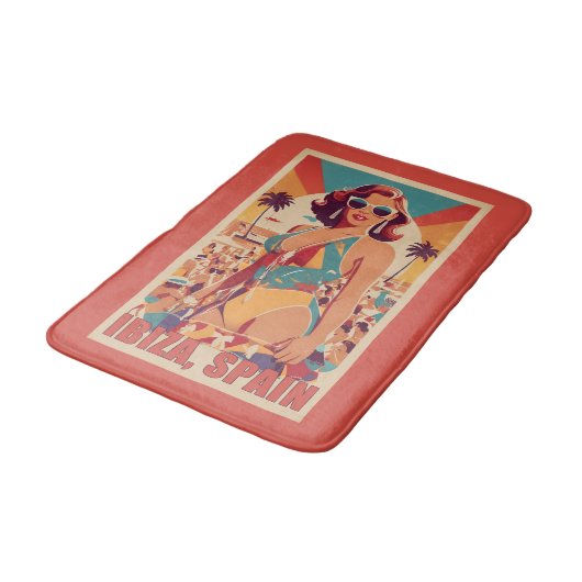 Ibiza, Spanien Reiseplakat Badematte (Schrägansicht)