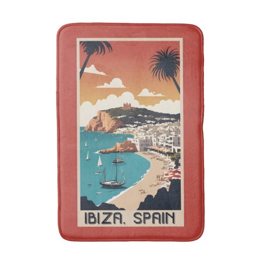 Ibiza, Spanien Reiseplakat Badematte (Vorderseite Vertikal)