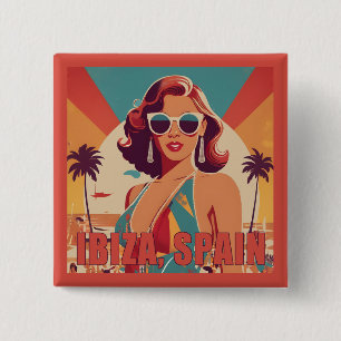 Ibiza, Spanien Reiseplakat Button